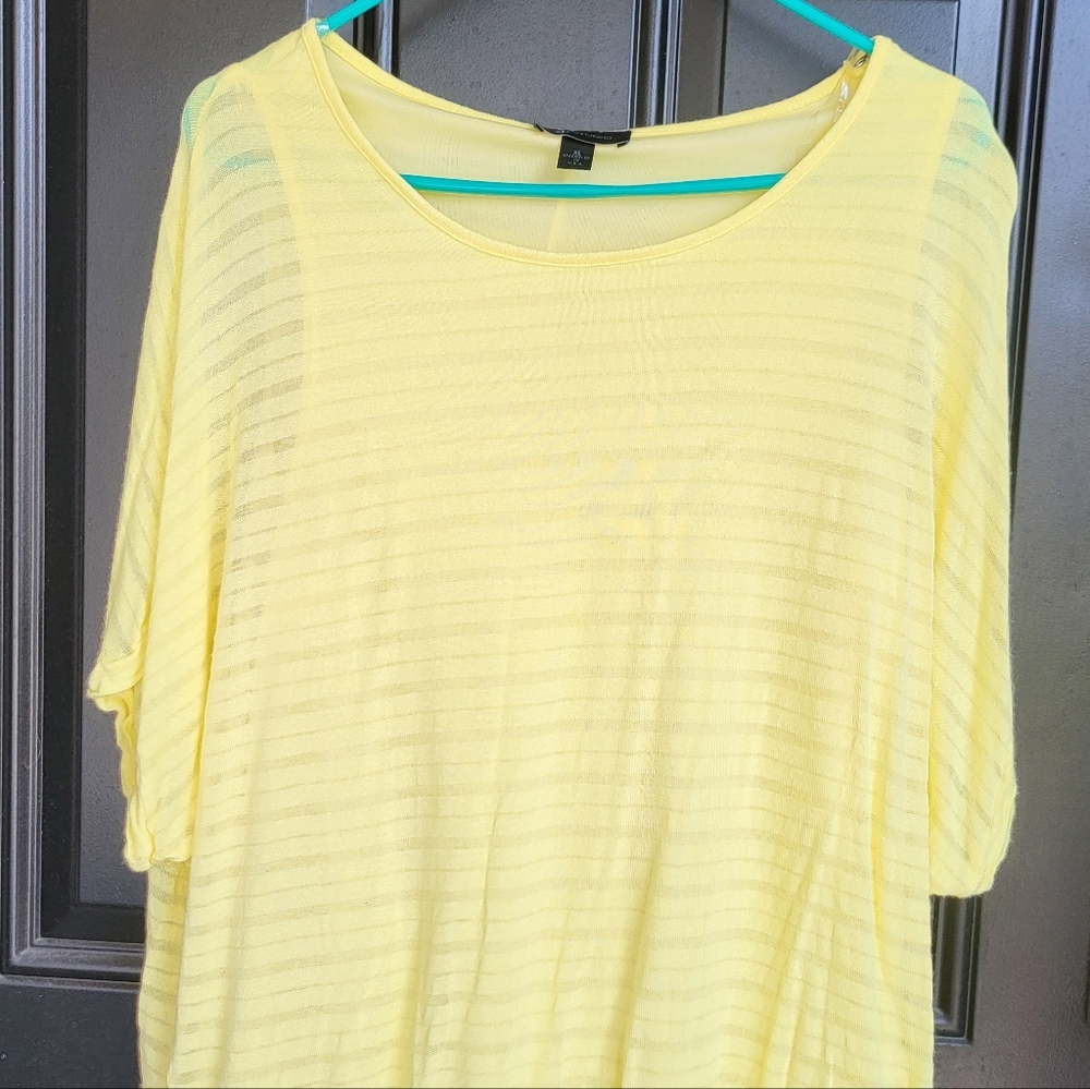 AB Studios Yellow Strped Women Shirt Xl Lined